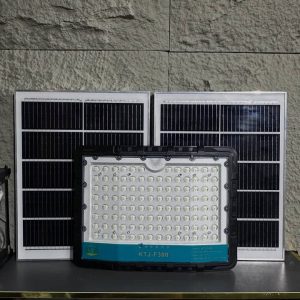 KTJ 300W Dual-Panel Solar Security Light – Wide-Angle Outdoor Motion Sensor Floodlight