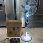 Rechargeable Solar-Powered Standing Fan with Panel and Battery Backup