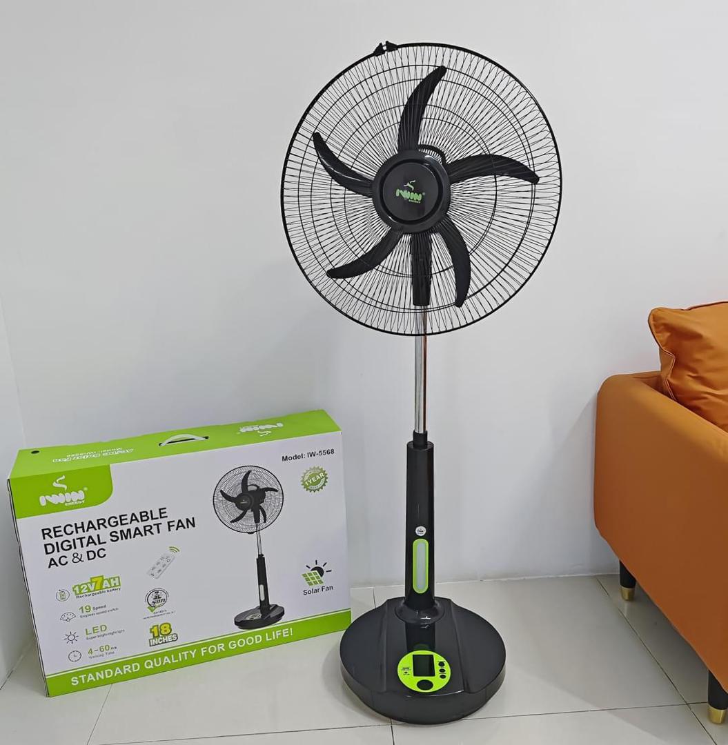Solar Standing Fan with Rechargeable Battery